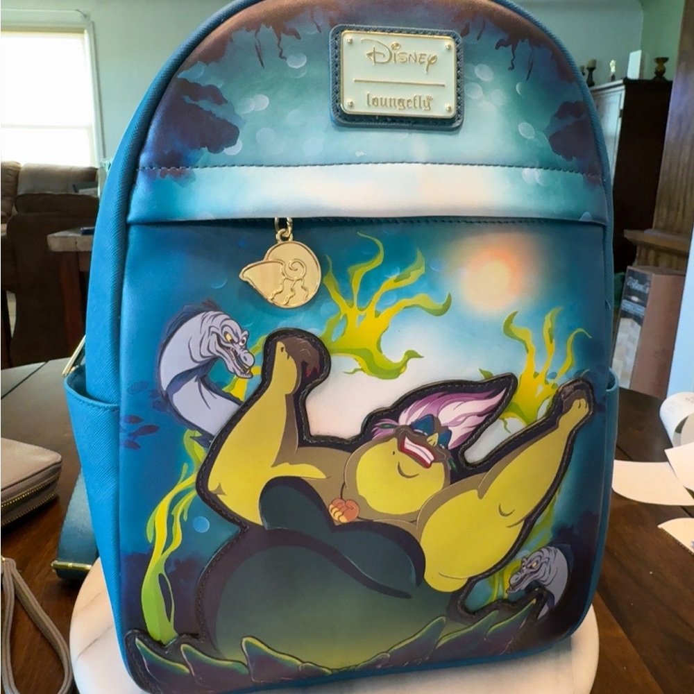 Loungefly Teal & Aqua Ursula-Inspired Mini Backpack with Gold Charm